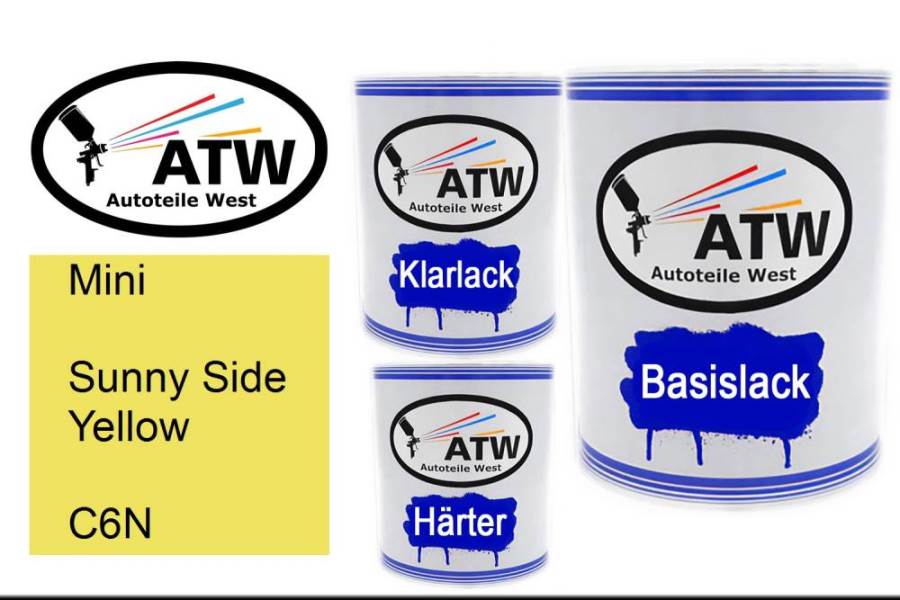 Mini, Sunny Side Yellow, C6N: 1L Lackdose + 1L Klarlack + 500ml Härter - Set, von ATW Autoteile West.